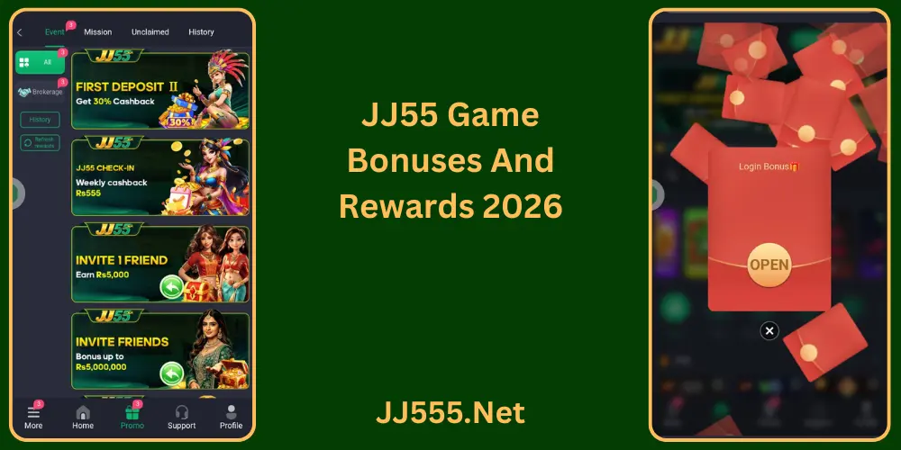 JJ55 Game Bonuses And rewards