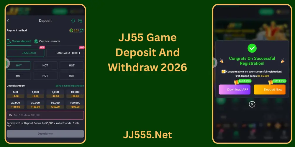 JJ55 Game Deposit And Withdraw
